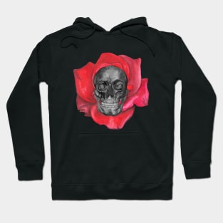 Human skull with rose Hoodie